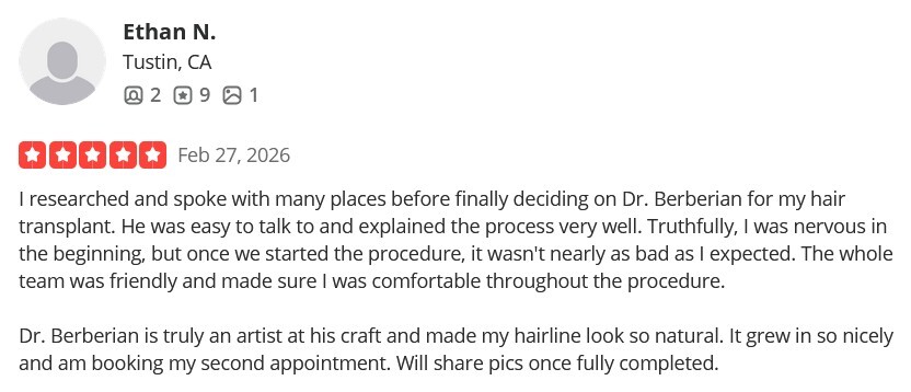 Dr. Rob Berberian VIP FUE Hair Transplant Los Angeles & Newport Beach Reviews Dr. Rob Berberian VIP FUE Hair Transplant Los Angeles & Newport Beach Reviews